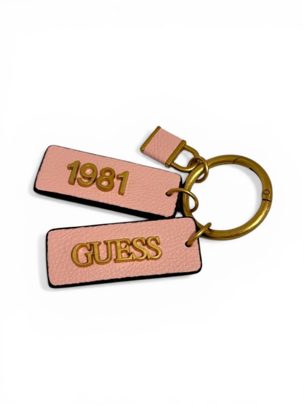 Guess 1981 Keychain/Bag Charm in Faux Punk Leather and Gold Tone Hardware